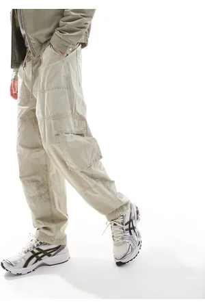 ASOS – Weite Cargohose in verwaschenem Steinbeige mit Einsätzen