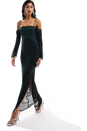 ASOS – Korsett-Maxikleid in tiefem mit drapiertem Rücken
