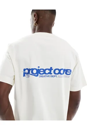 JACK & JONES – Oversize-T-Shirt in Wollweiß mit „Project-Core“-Print