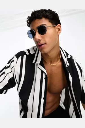 Only & Sons – Sechseckige Sonnenbrille in Goldoptik