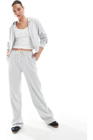 Pull&Bear – Jogginghose in meliertem mit weitem Bein, Kombiteil