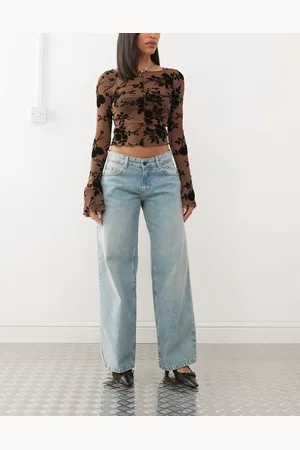 Motel – Jeans in verwaschenem Blaugrün mit sehr weitem, geräumigem Schnitt und niedrigem Bund