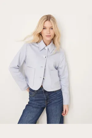Abercrombie & Fitch – Jacke aus Wildleder in Hellblau mit Knopfleiste
