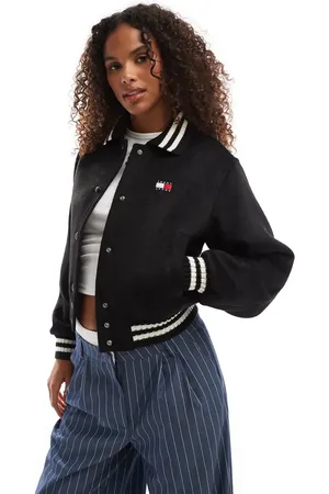 Tommy Hilfiger – Kurz geschnittene College-Bomberjacke aus Wolle in