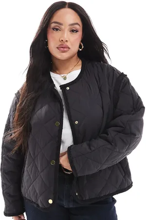 ASOS ASOS DESIGN Curve – Kragenlose Bouclé-Steppjacke in