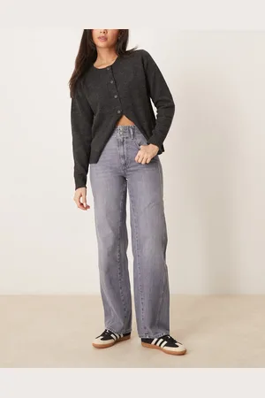 Free People – Aster – Jeans in Schiefergrau mit geradem Schnitt