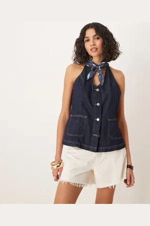 ASOS – Neckholder-Weste aus Denim