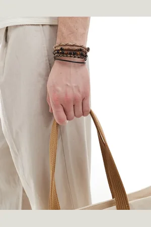 ASOS – 4er-Pack Armbänder mit Perlen und Lederkordeln in