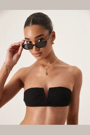 Stradivarius – Trägerloses Bikinioberteil mit Häkel-Design in