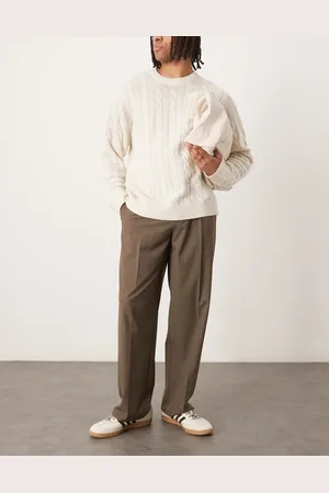 ASOS – Elegante Hose in kariert mit weitem Bein und Bundfalte