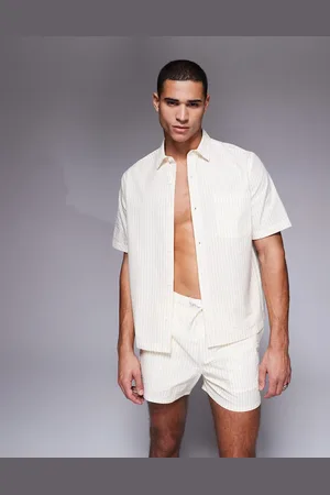 ASOS – Kastiges Oversize-Hemd aus Seersucker mit Streifen in , Kombiteil