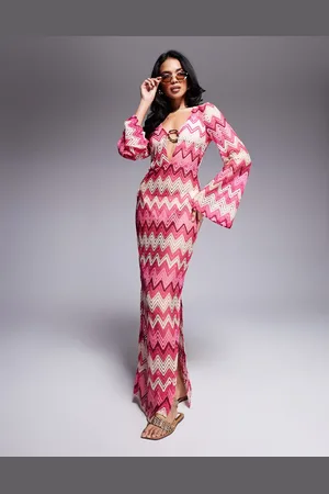 South Beach – Maxi-Strandkleid in mit Winkelstreifenmuster