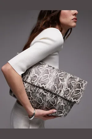 Topshop – Georgia – Gefaltete Clutch-Handtasche mit Schlangenmuster