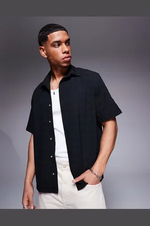 ASOS – Jacquard-Hemd in mit halblangen Ärmeln und regulärer Passform