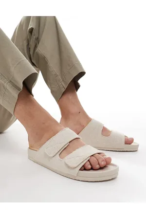 ASOS – Leinen-Sandalen in Beige mit zwei Riemen