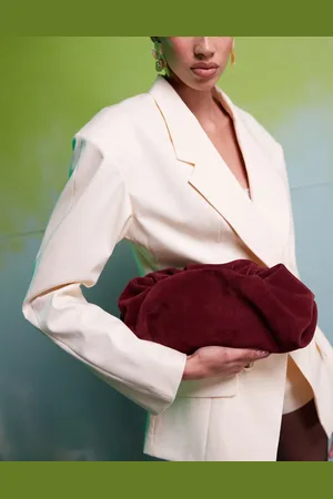 ASOS Premium – Wildleder-Clutch mit Wolken-Design in Burgunderrot