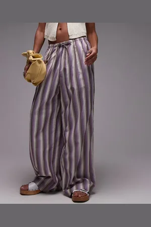 Topshop – gestreifte Hose aus Popeline mit geradem Beinschnitt