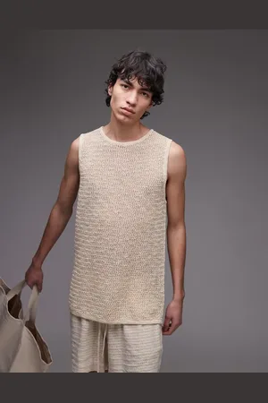 Topman – Gestricktes Tanktop in Steinbeige mit lockerem Schnitt