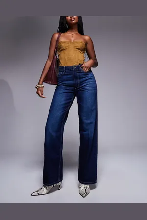 River Island – Jeans in verwaschenem Dunkelblau mit lockerem, geradem Schnitt