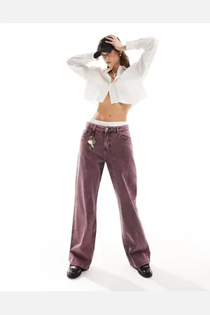 Monki – Naoki – Locker geschnittene Jeans mit niedrigem Bund in marmorierter Waschung in
