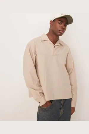 ASOS – Kastiges Oversize-Schlupfhemd aus Baumwolle in Ecru