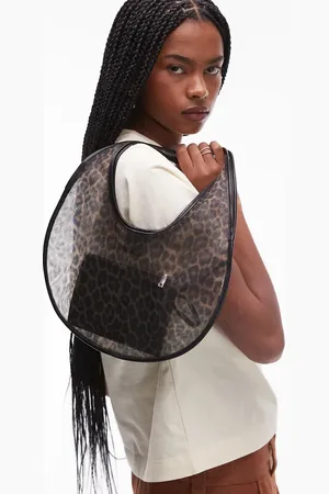 MANGO – Netzstoff-Handtasche in mit Leopardenmuster