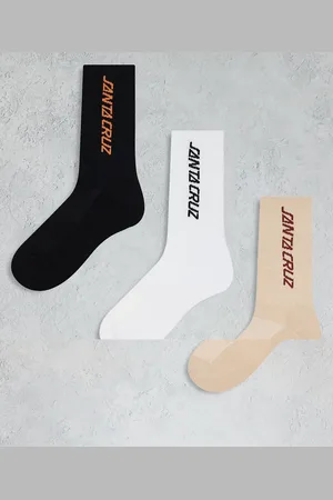 Santa Cruz – 3er-Pack Socken in Beige, Schwarz und Weiß mit Logo