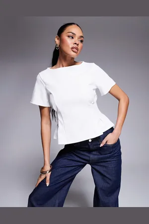 ASOS – Oberteil aus Scuba-Stoff in mit Ziernaht und Korsett-Taille