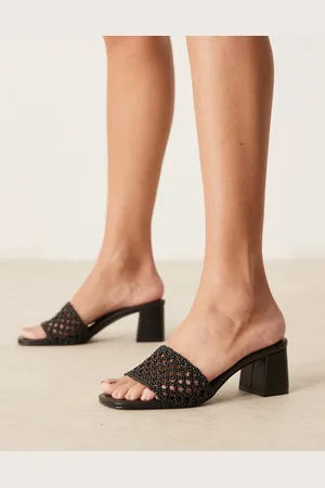 ASOS – Mules in mit gewebtem Wabenmuster und mittelhohem Absatz