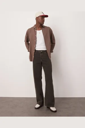 ASOS – Weite Schlagjeans in brauner Waschung
