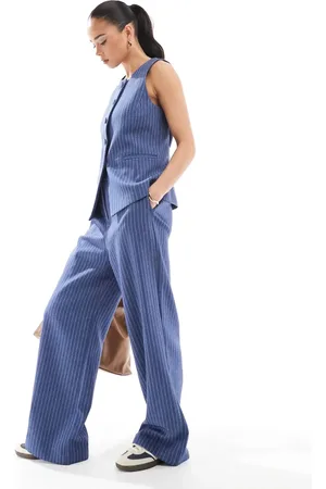 New Look – Gestreifte Hose in mit Denim-Optik und weitem Schnitt, Kombiteil