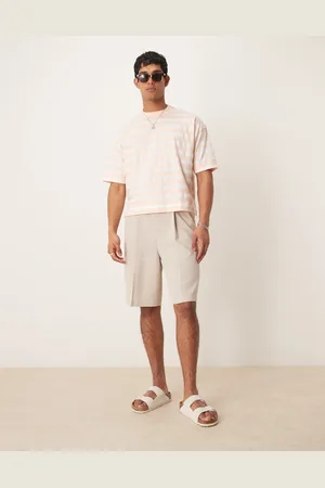 ASOS – Elegante Bermudashorts in Steinbeige mit feiner Struktur