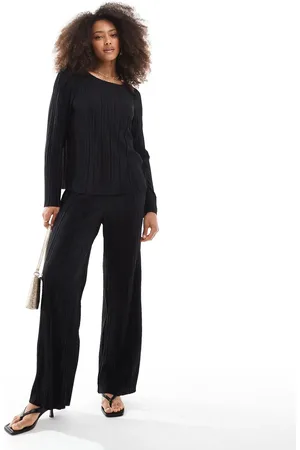Pieces® – Plissierte Hose in mit weitem Bein, Kombiteil