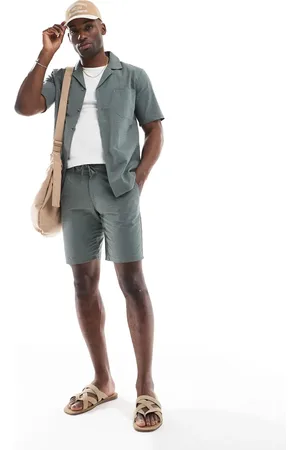 Only & Sons – Seersucker-Shorts in Khaki, Kombiteil