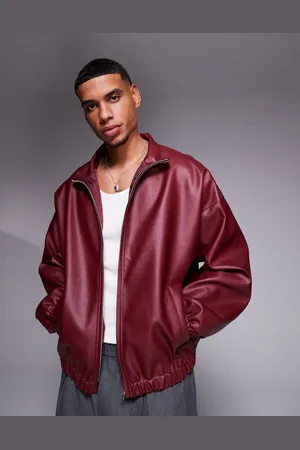 ASOS – Trainingsjacke aus Kunstleder in Burgunderrot