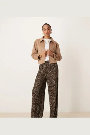 JDY – Strukturierte Hose mit weitem Bein und Leopardenmuster