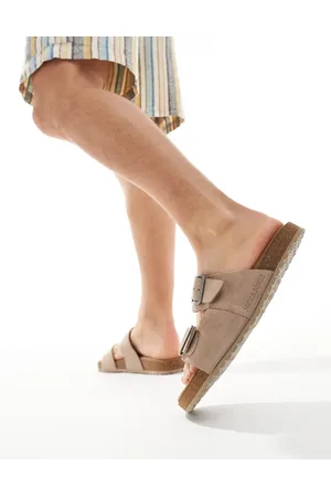 JACK & JONES – Wildledersandalen in Beige mit zwei Riemen