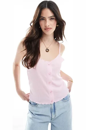 Pieces® – Camisole in Rosenrosa mit Kräuselsaum