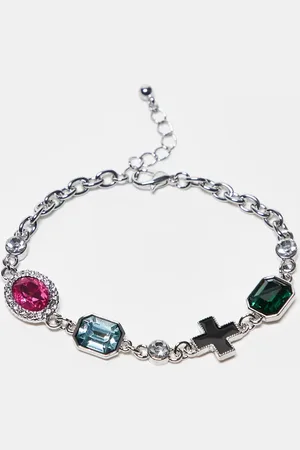 Reclaimed – Unisex-Armband in -Optik mit bunten Steinen