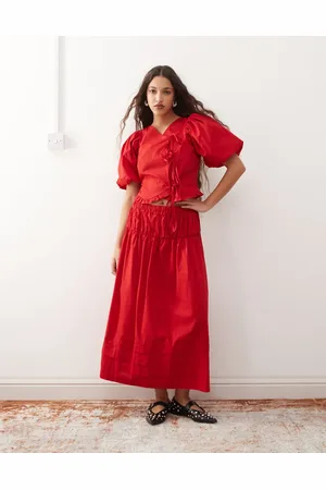 Reclaimed – Baumwoll-Midirock in im Western-Cowgirl-Stil mit Biesen, Kombiteil
