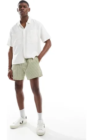 ASOS – Kurz und weit geschnittene Shorts in Grün und Weiß gestreift