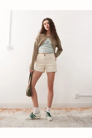 Noisy May – Moni – Jeansshorts in Creme mit hohem Bund