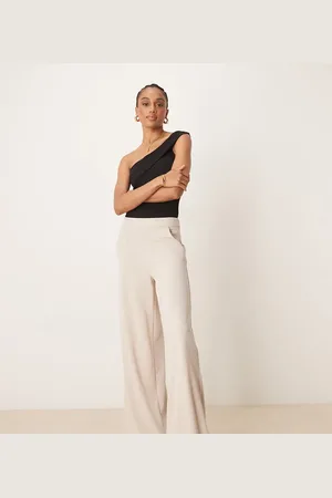 JDY – Hose in Beige mit hohem Bund und weitem Schnitt
