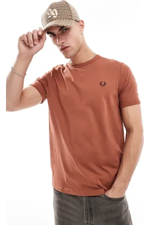 Fred Perry – Ringer-T-Shirt in Hellbraun