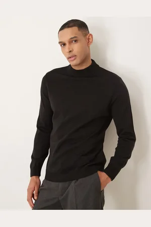 ASOS – Schwarzer Strickpullover mit Stehkragen