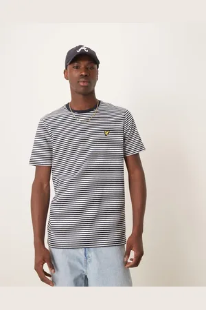 Lyle & Scott – T-Shirt aus Leinenmix mit marineblauen Bretonstreifen