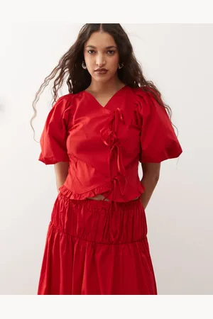 Reclaimed – Oberteil in im Western-Cowgirl-Stil mit Puffärmeln und gebundener Vorderseite, Kombiteil