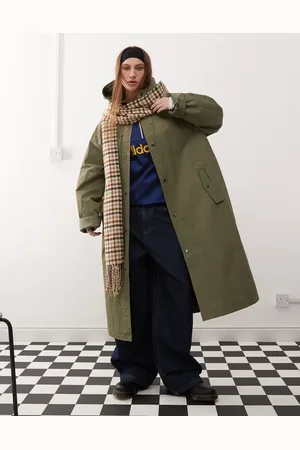 COLLUSION – Longline-Trenchjacke in Khaki