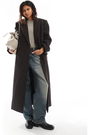 Weekday – Logan – Zweireihiger Oversize-Mantel aus Wollmix in mit Fischgrätmuster