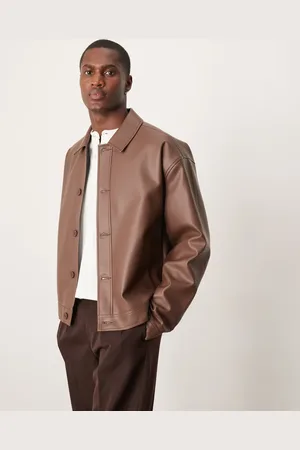 ASOS – Harrington-Jacke aus Kunstleder in mit Oversize-Schnitt